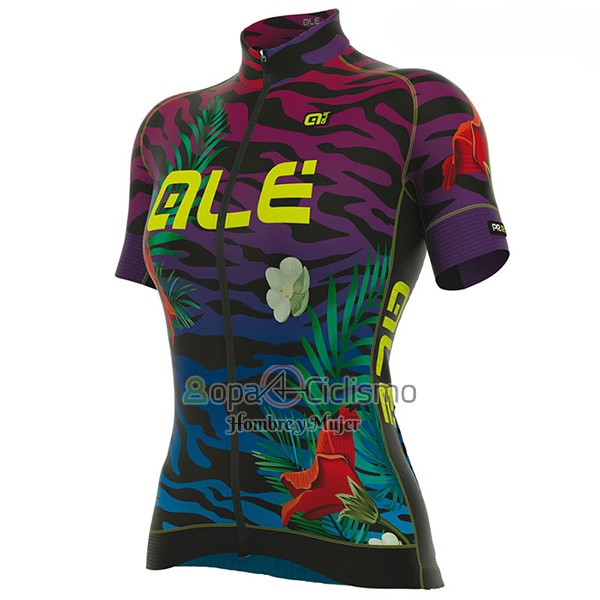 Ale Flowers Ropa Ciclismo Culotte Corto 2017 Mujer Mangas Cortas Azul Claro