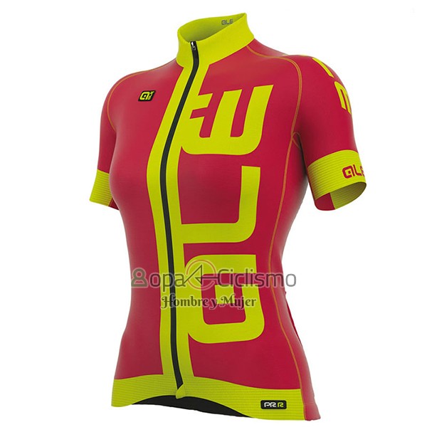 Ale Prr Arcobaleno Ropa Ciclismo Culotte Corto 2017 Mujer Mangas Cortas Rojo y AMarillo