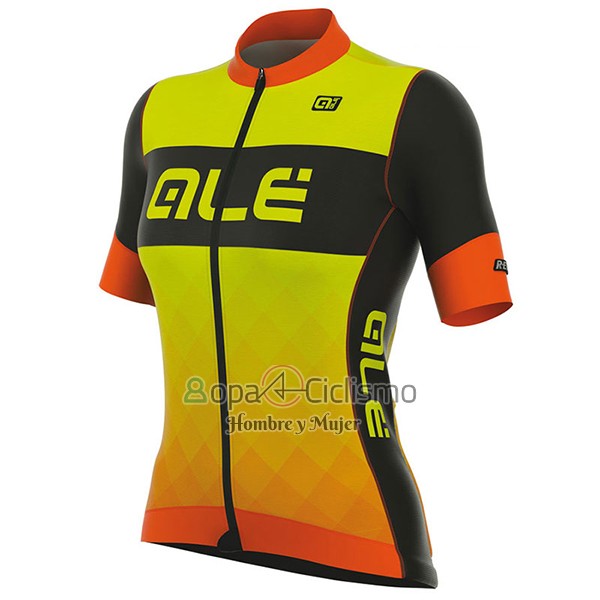 Ale R-ev1 Master Ropa Ciclismo Culotte Corto 2017 Mujer Mangas Cortas AMarillo y Naranja