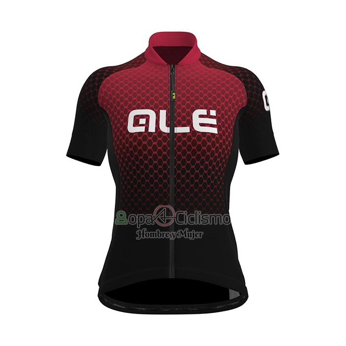 Ale Ropa Ciclismo Culotte Corto 2021 Mujer Mangas Cortas Rojo Negro