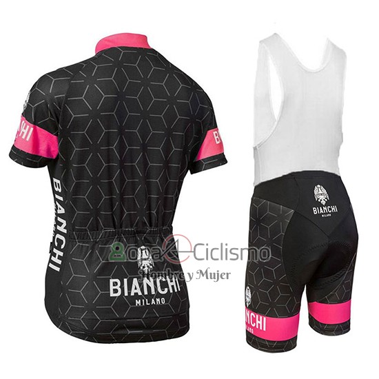 Bianchi Nevola Ropa Ciclismo Culotte Corto 2018 Mujer Mangas Cortas Negro y Rosa