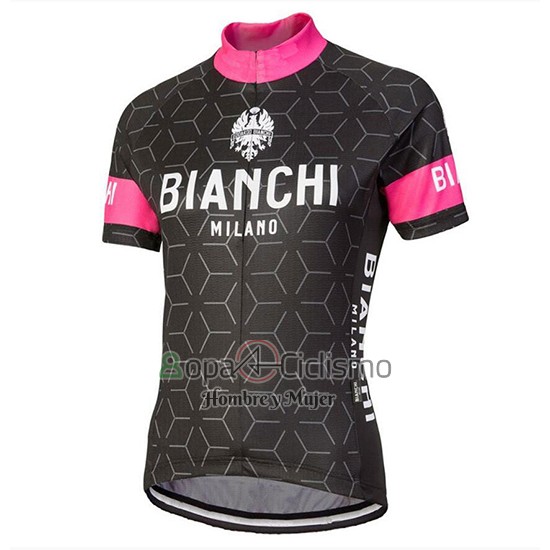 Bianchi Nevola Ropa Ciclismo Culotte Corto 2018 Mujer Mangas Cortas Negro y Rosa