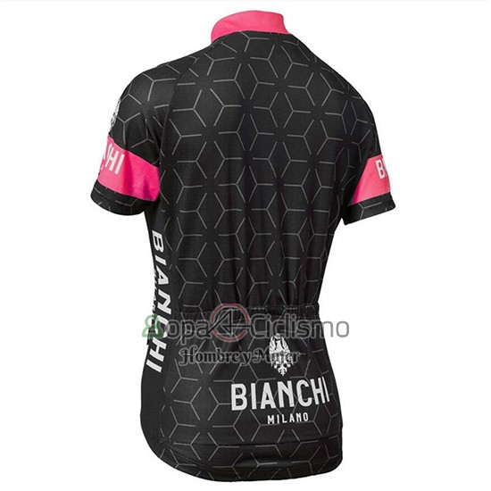 Bianchi Nevola Ropa Ciclismo Culotte Corto 2018 Mujer Mangas Cortas Negro y Rosa