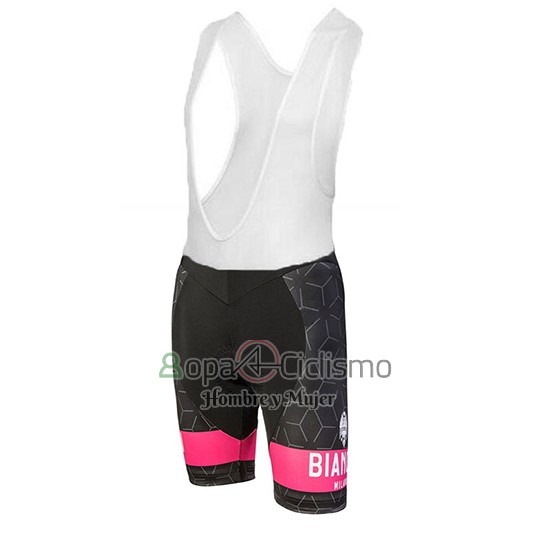 Bianchi Nevola Ropa Ciclismo Culotte Corto 2018 Mujer Mangas Cortas Negro y Rosa