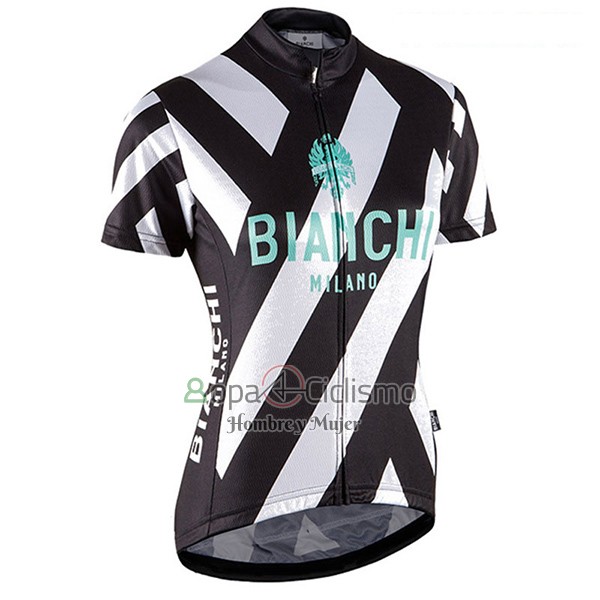 Bianchi Ropa Ciclismo Culotte Corto 2017 Mujer Mangas Cortas Negro y Blanco