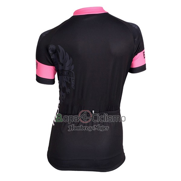 Bianchi Ropa Ciclismo Culotte Corto 2017 Mujer Mangas Cortas Negro y Rosa