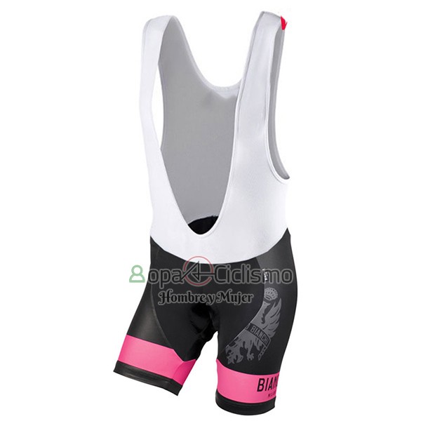 Bianchi Ropa Ciclismo Culotte Corto 2017 Mujer Mangas Cortas Negro y Rosa