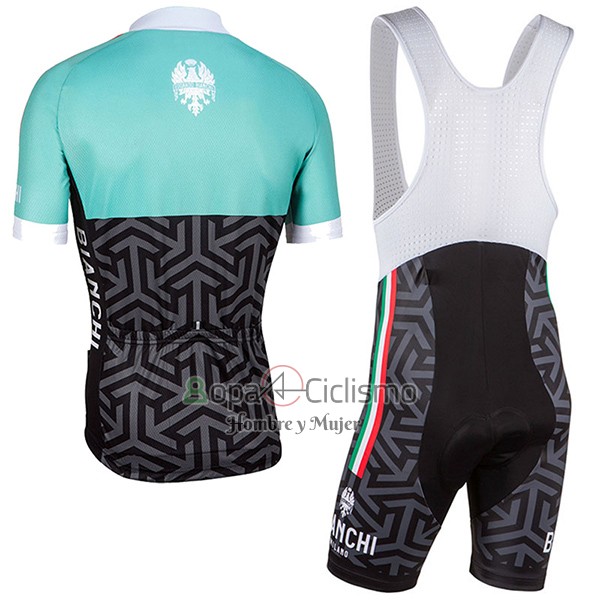 Bianchi Ropa Ciclismo Culotte Corto 2017 Mujer Mangas Cortas Negro y Verde
