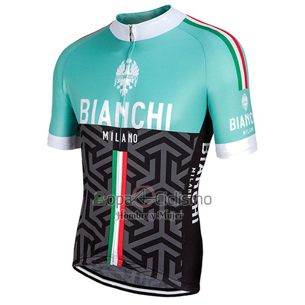 Bianchi Ropa Ciclismo Culotte Corto 2017 Mujer Mangas Cortas Negro y Verde