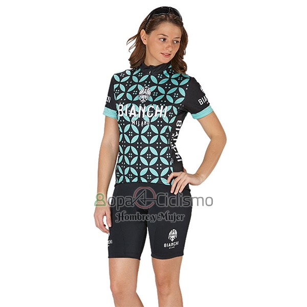 Bianchi Ropa Ciclismo Culotte Corto 2017 Mujer Mangas Cortas Verde