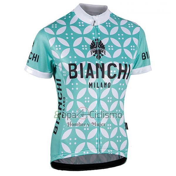 Bianchi Ropa Ciclismo Culotte Corto 2017 Mujer Mangas Cortas Verde y Blanco