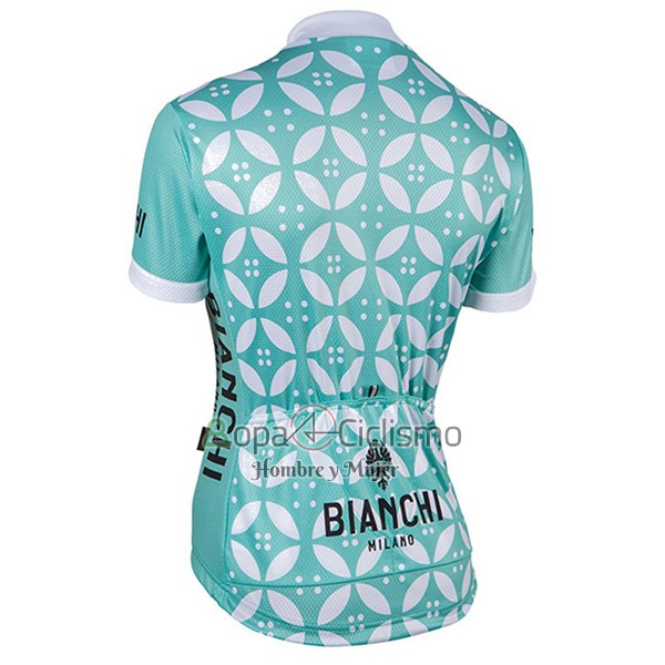 Bianchi Ropa Ciclismo Culotte Corto 2017 Mujer Mangas Cortas Verde y Blanco