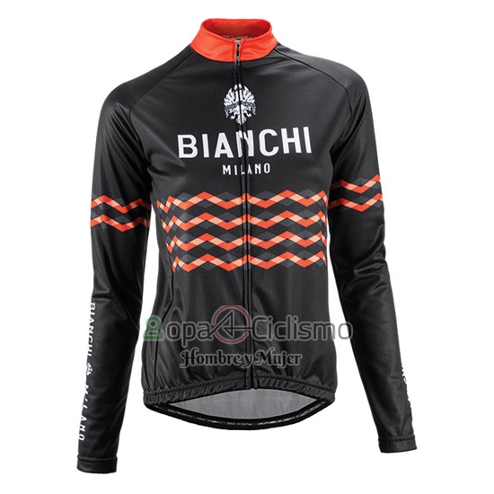 Bianchi Ropa Ciclismo Culotte Largo 2016 Mujer Mangas Largas Negro y Naranja