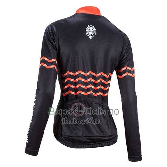 Bianchi Ropa Ciclismo Culotte Largo 2016 Mujer Mangas Largas Negro y Naranja