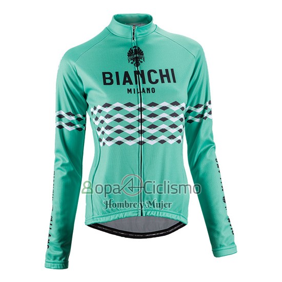 Bianchi Ropa Ciclismo Culotte Largo 2016 Mujer Mangas Largas Negro y Verde