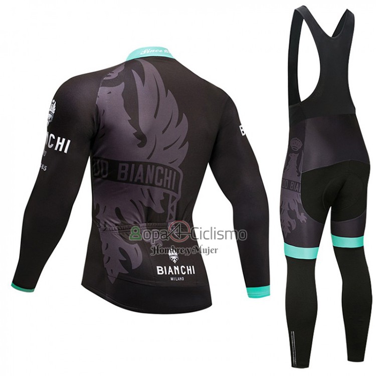 Bianchi Ropa Ciclismo Culotte Largo 2018 Mujer Mangas Largas Negro y Azul