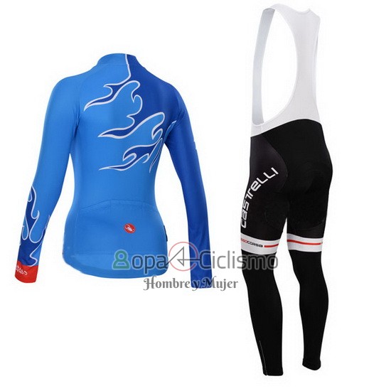 Castelli Ropa Ciclismo Culotte Largo 2014 Mujer Mangas Largas Azur