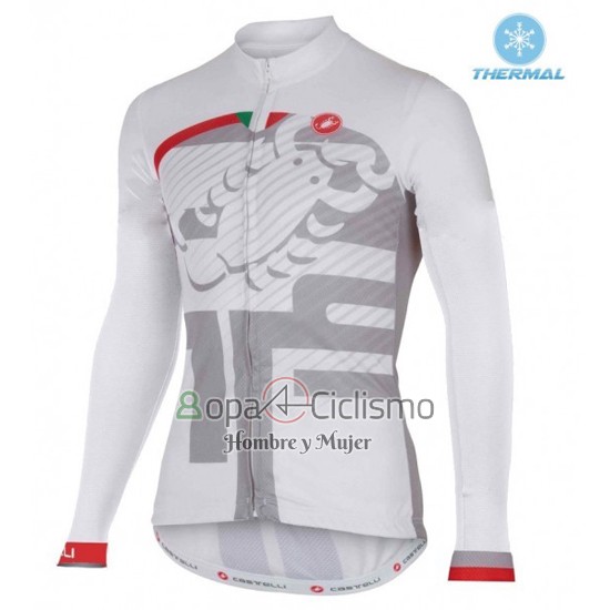 Castelli Ropa Ciclismo Culotte Largo 2016 Mujer Mangas Largas Blanco y Rojo