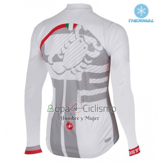 Castelli Ropa Ciclismo Culotte Largo 2016 Mujer Mangas Largas Blanco y Rojo