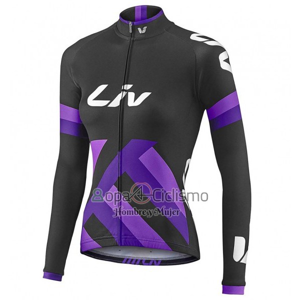 Liv Ropa Ciclismo Culotte Largo 2017 Mujer Mangas Largas Negro y Violeta