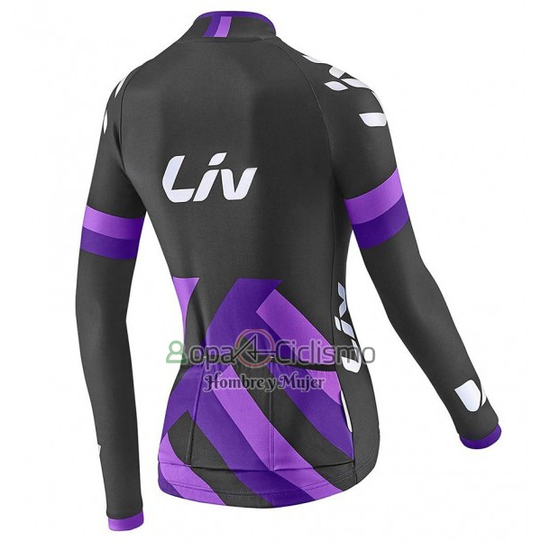 Liv Ropa Ciclismo Culotte Largo 2017 Mujer Mangas Largas Negro y Violeta