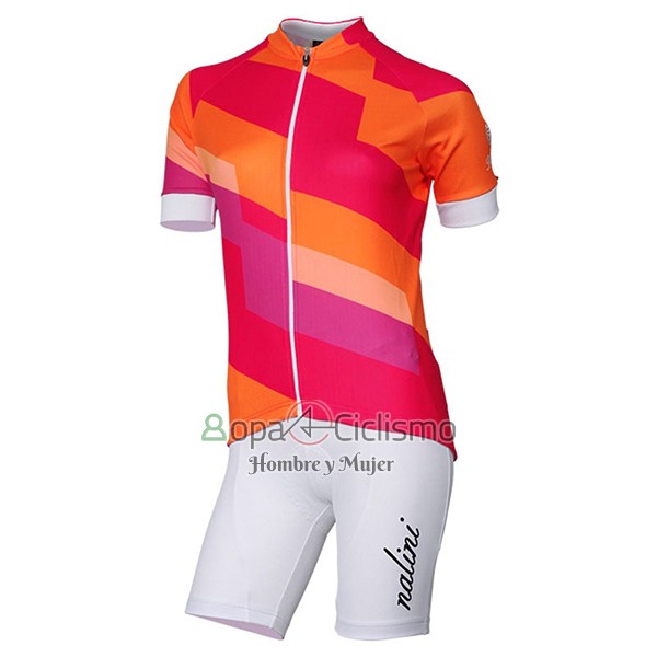 Nalini Stripe Ropa Ciclismo Culotte Corto 2017 Mujer Mangas Cortas Rojo y Naranja