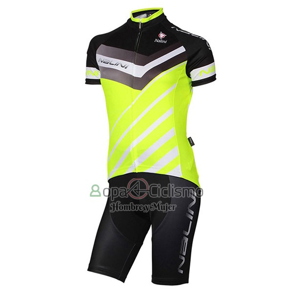 Nalini Zebrana Ropa Ciclismo Culotte Corto 2017 Mujer Mangas Cortas Verde y Negro