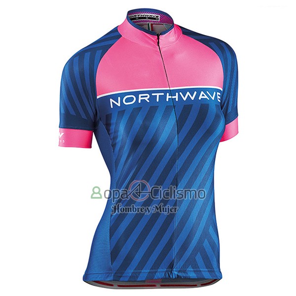 Northwave Ropa Ciclismo Culotte Corto 2017 Mujer Mangas Cortas Azul y Rosa