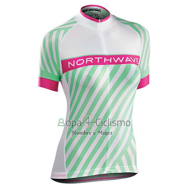 Northwave Ropa Ciclismo Culotte Corto 2017 Mujer Mangas Cortas Verde y Rosa