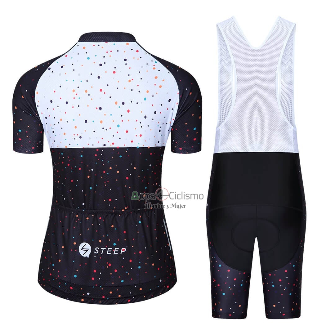 Steep Ropa Ciclismo Culotte Corto 2023 Hombre Mangas Cortas Negro Blanco