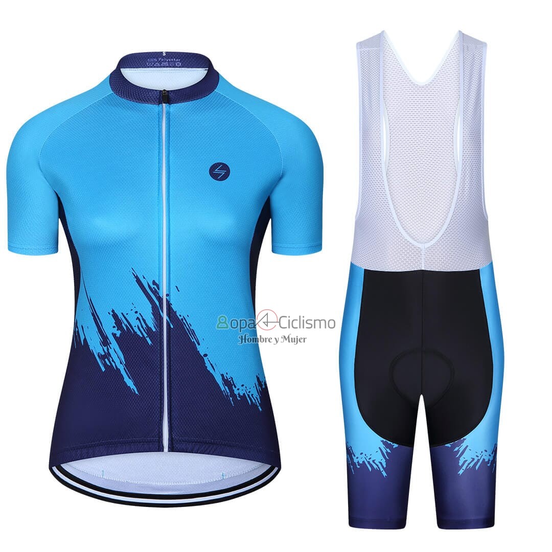Steep Ropa Ciclismo Culotte Corto 2023 Mujer Mangas Cortas Azul Negro