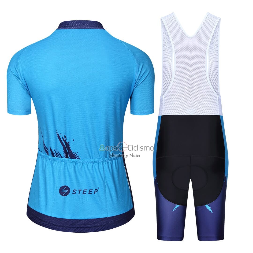 Steep Ropa Ciclismo Culotte Corto 2023 Mujer Mangas Cortas Azul Negro