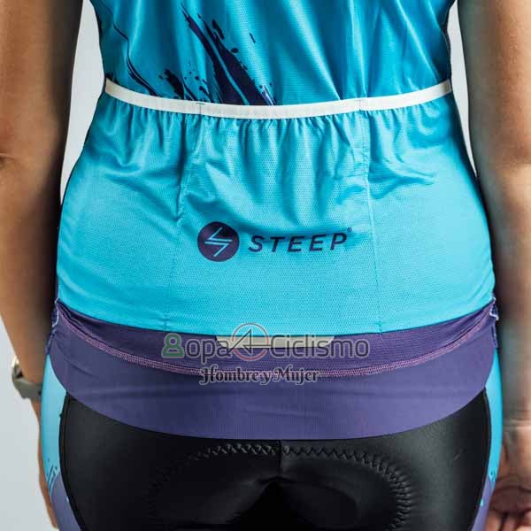Steep Ropa Ciclismo Culotte Corto 2023 Mujer Mangas Cortas Azul Negro