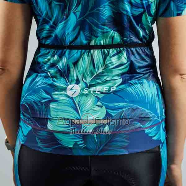 Steep Ropa Ciclismo Culotte Corto 2023 Mujer Mangas Cortas Azul Negro