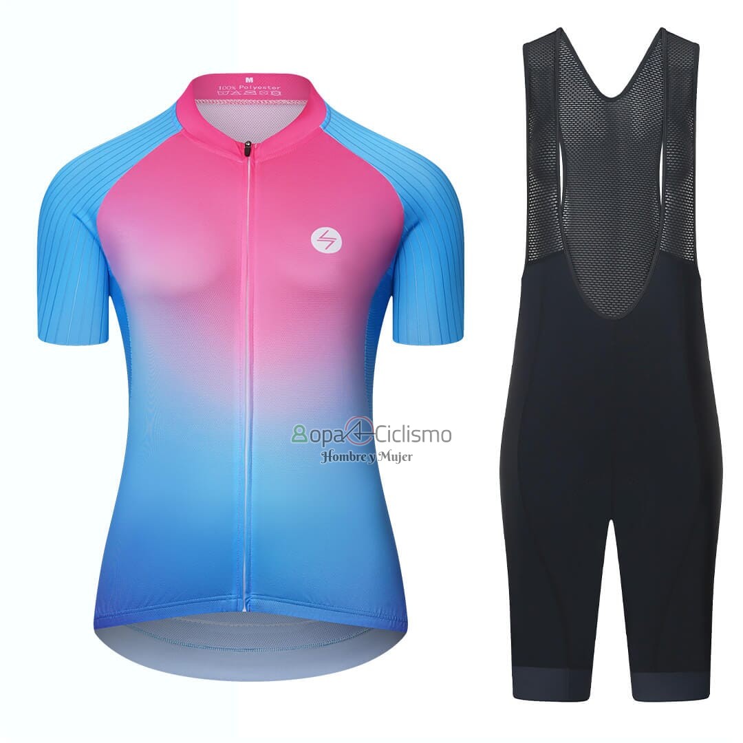 Steep Ropa Ciclismo Culotte Corto 2023 Mujer Mangas Cortas Azul Negro