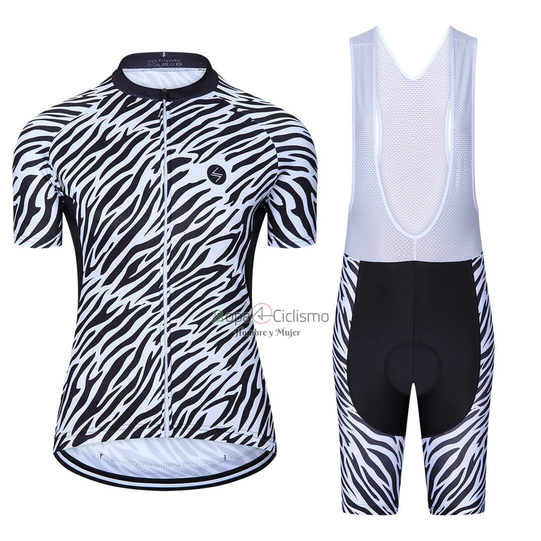 Steep Ropa Ciclismo Culotte Corto 2023 Mujer Mangas Cortas Negro Blanco