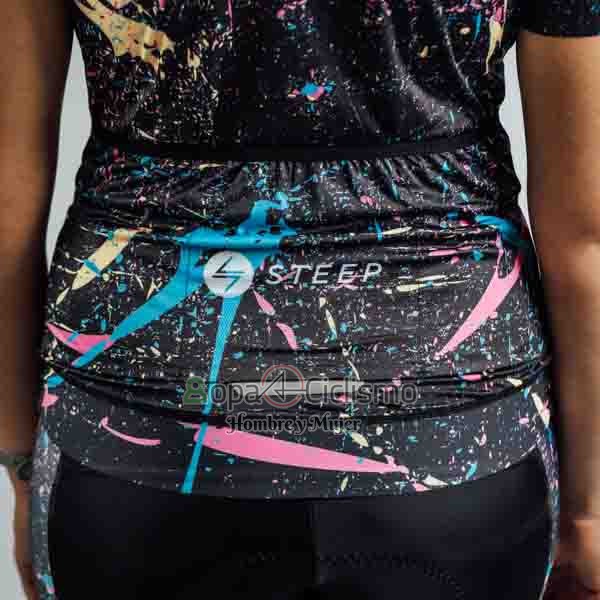 Steep Ropa Ciclismo Culotte Corto 2023 Mujer Mangas Cortas Negro Blanco