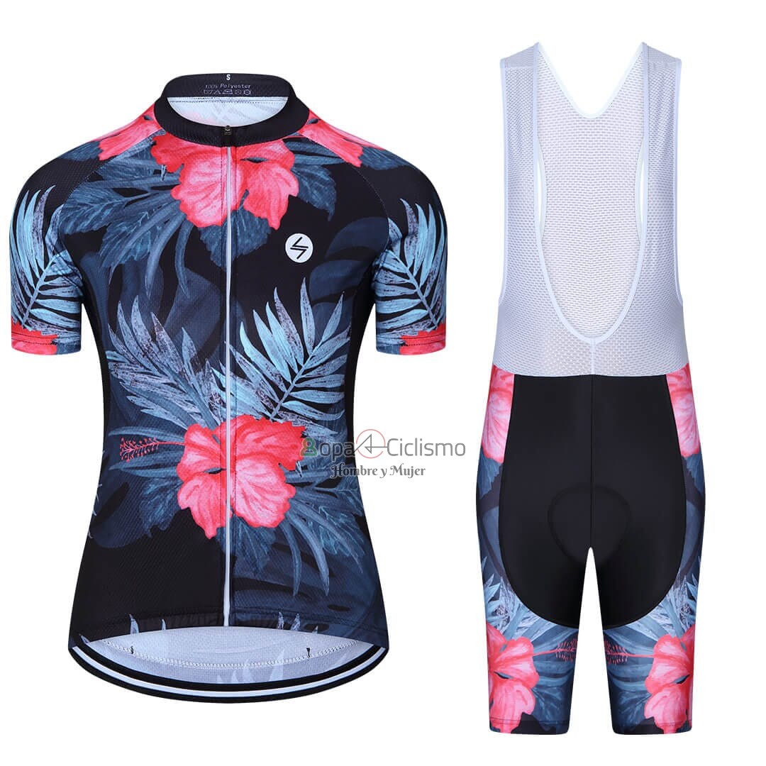 Steep Ropa Ciclismo Culotte Corto 2023 Mujer Mangas Cortas Rosa Negro