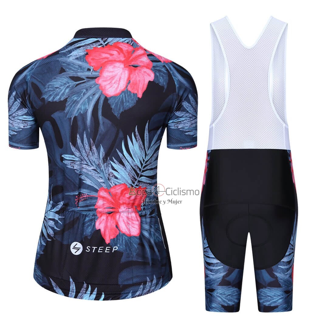 Steep Ropa Ciclismo Culotte Corto 2023 Mujer Mangas Cortas Rosa Negro