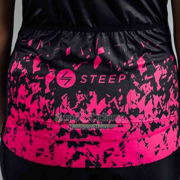 Steep Ropa Ciclismo Culotte Corto 2023 Mujer Mangas Cortas Rosa Negro