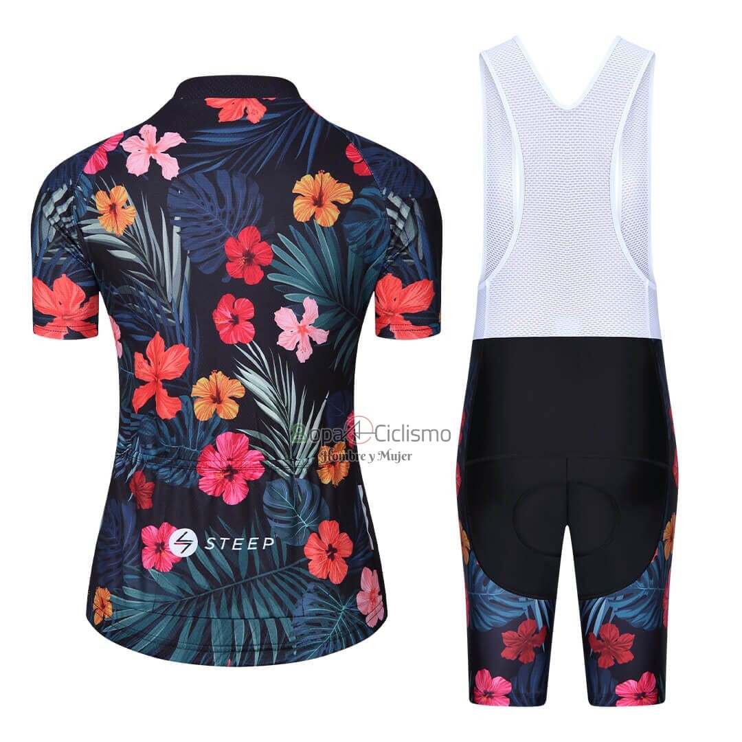 Steep Ropa Ciclismo Culotte Corto 2023 Mujer Mangas Cortas Rosa Negro