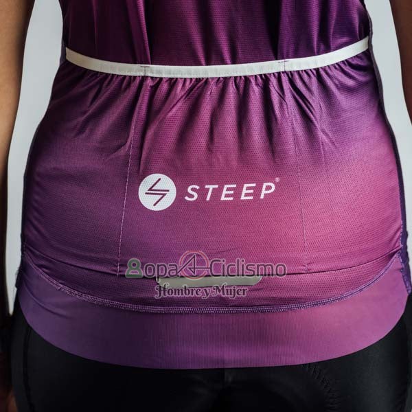 Steep Ropa Ciclismo Culotte Corto 2023 Mujer Mangas Cortas Violeta Negro